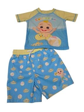 CoComelon Toddler Boy's Rash Guard And Swim Trunks Set Sz 2T NWOT